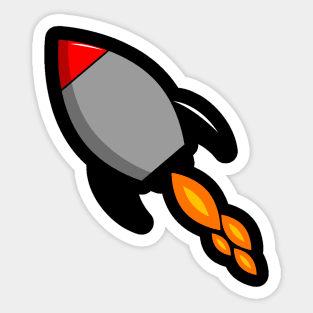 Exciting and Fun Fire Blazing Rocket Cartoon Sticker